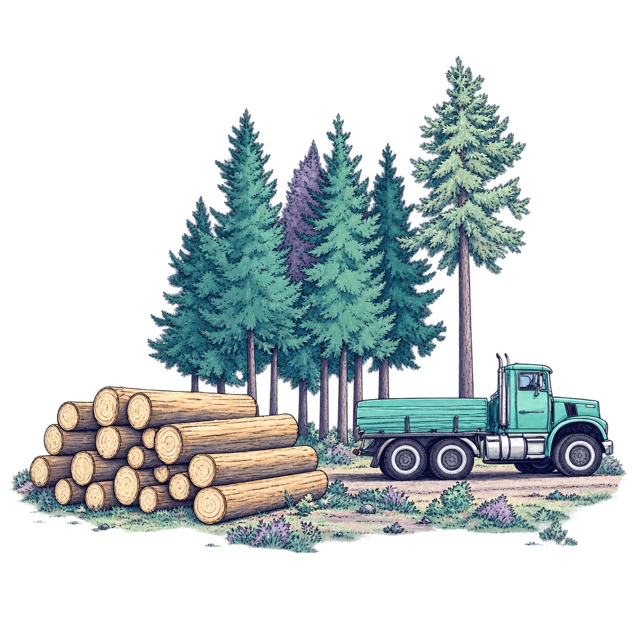 WAB artwork of a forest and rural landscape